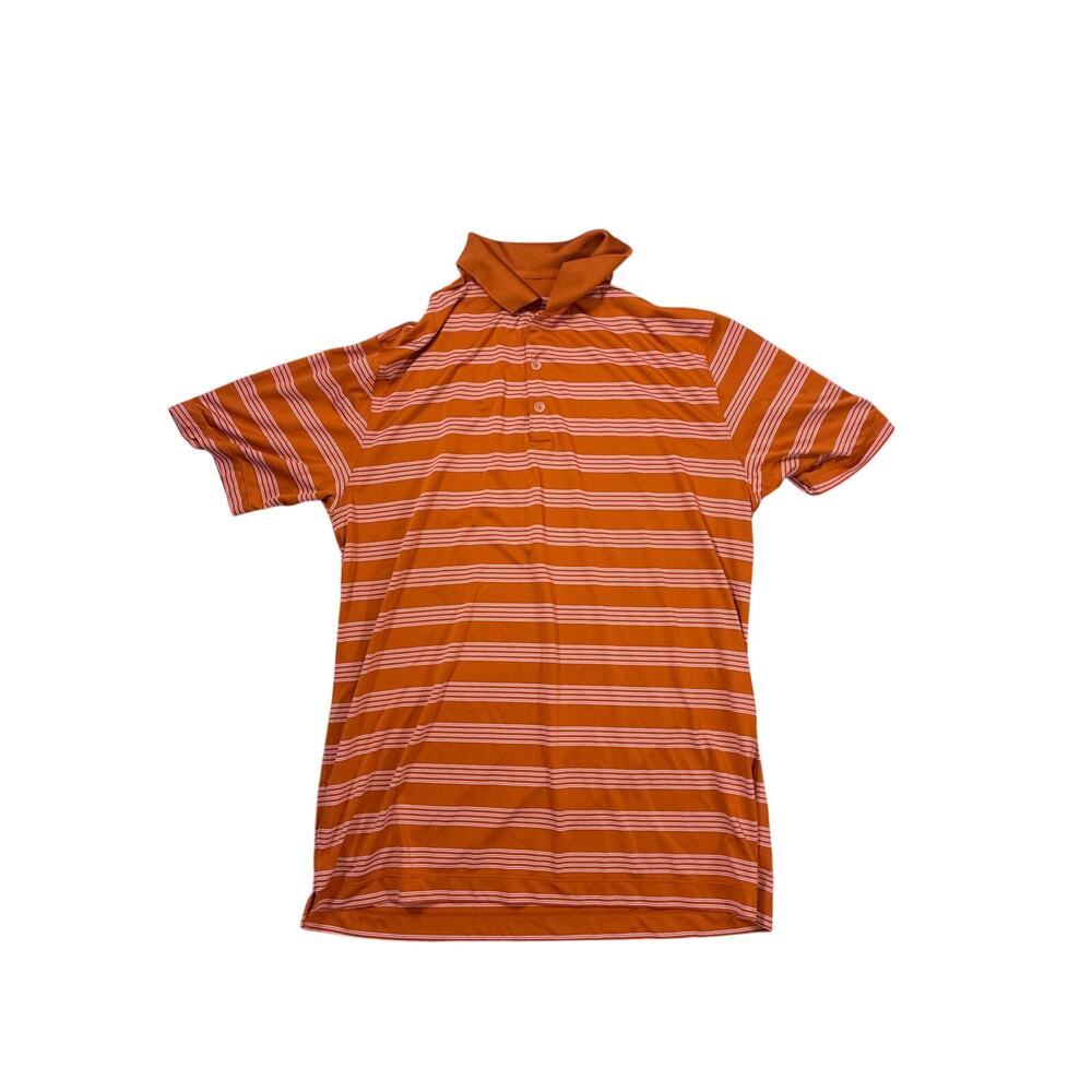 Nike Golf Performance Striped Polo Orange White Shirt Men's Large